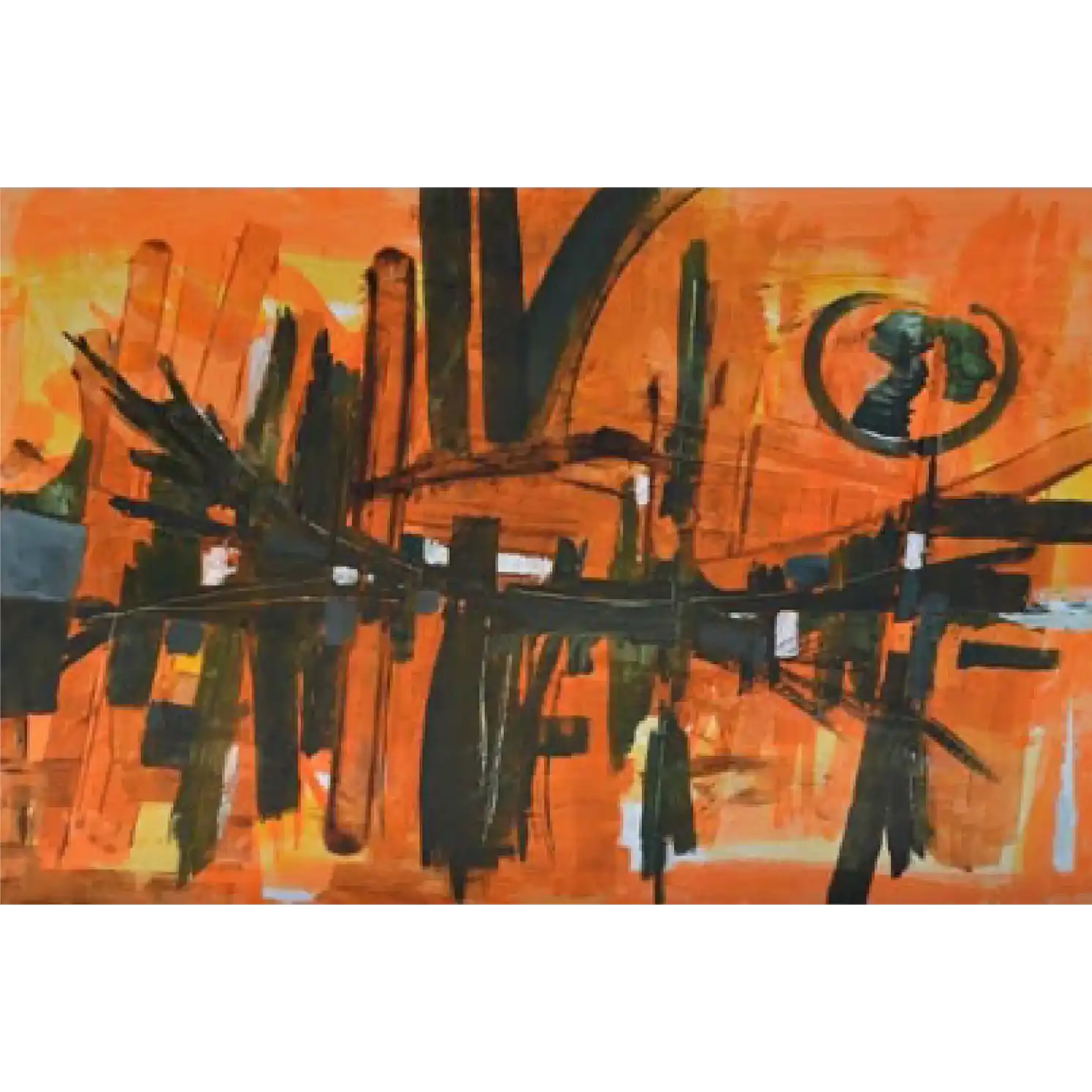 Aubusson, peinture sur toile, technique mixte