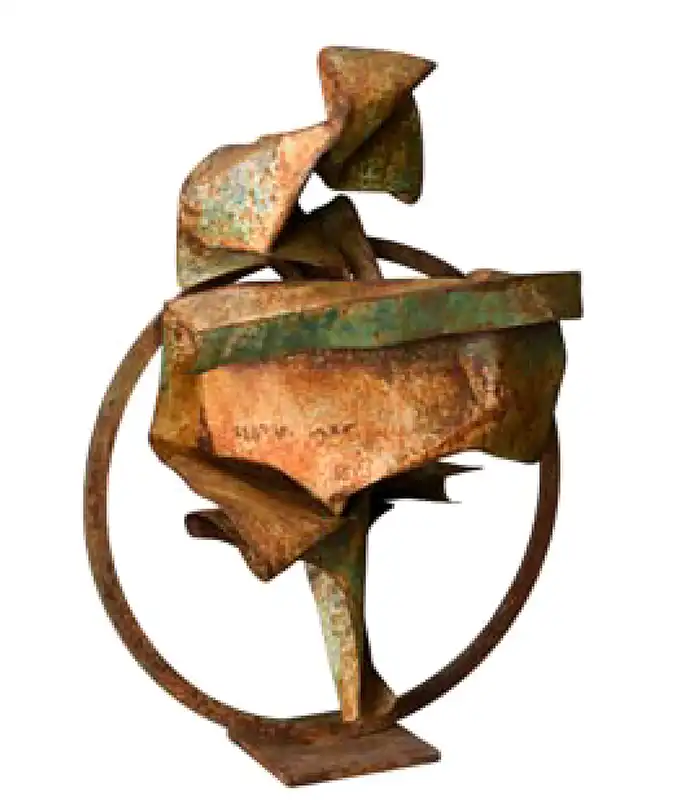 Danse, sculpture en acier peint et rouillé