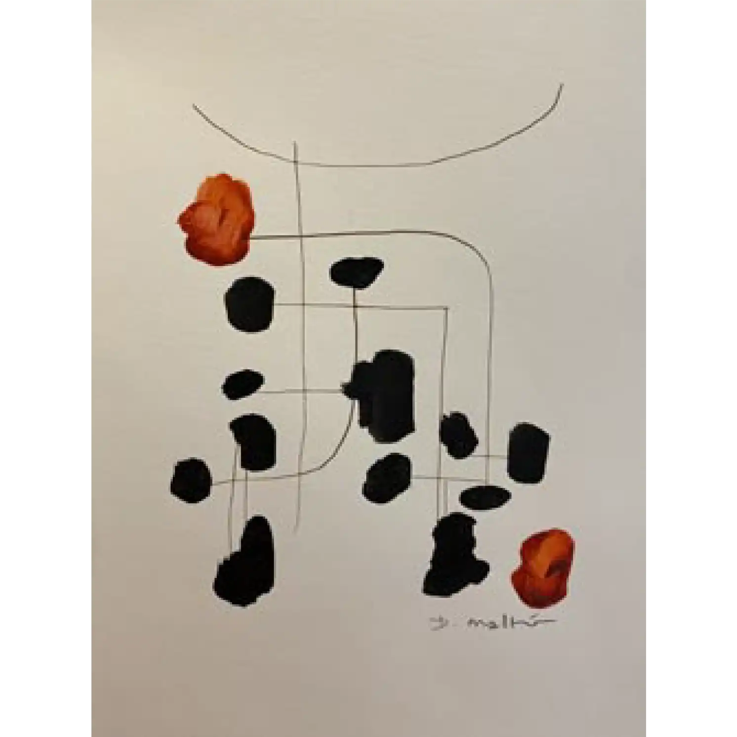 Projet mobile, encre et acrylique sur papier